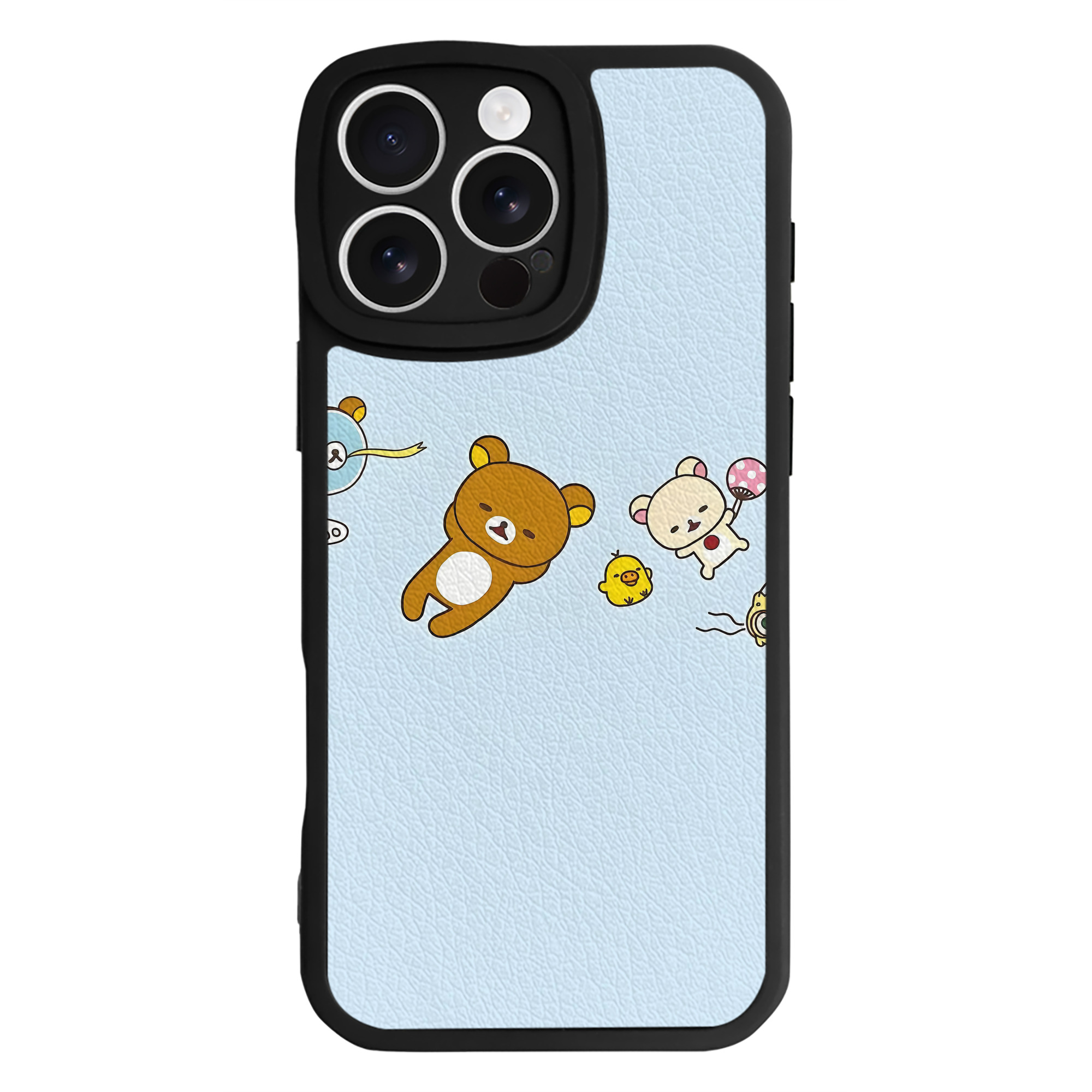 （画像用） リラックマ リラックマ キイロイトリ Rilakkuma Korilakkuma Kiiroitori 【iPhone 16シリーズ対応】シリコンスマホケース（レザー調） 材質：シリコン